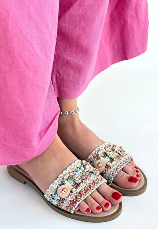 Gonne Renkli Hasır Dokuma Terlik