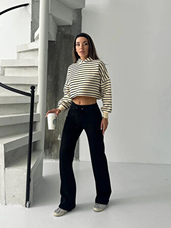 Fit comfort siyah salaş pantolon A6011