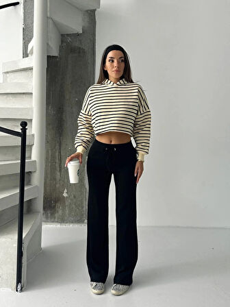 Fit comfort siyah salaş pantolon A6011