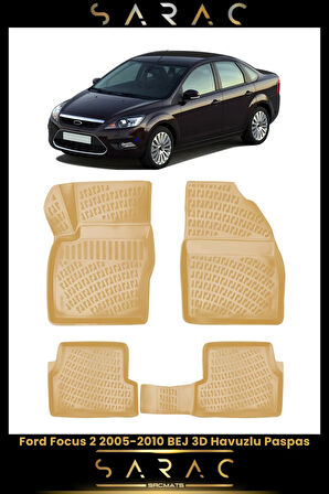 Ford Focus 2006 Model Bej Araca Özel 3d Havuzlu Paspas