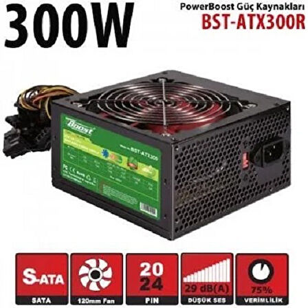 POWERBOOST BST-ATX300R 300W 12 Cm Kırmızı Fan Atx PSU RETAIL BOX (KUTULU)