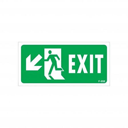 Exit Sol Aşağı Uyarı Levhası 17,5x25 KOD:958