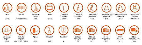 Saraylı 3x9 A Tipi Sürgülü Merdiven 7,41 Metre