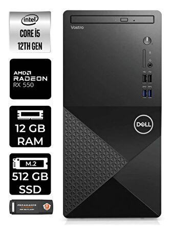 DELL VOSTRO i5 12400 12GB RAM 512GB SSD RX550/4GB FDOS N7519VDT3910 & MASAÜSTÜ PC & PER4 BELLEK