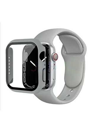 Watch 44mm Uyumlu Silikon Kordon + Kasa Ve Ekran Koruyucu 360 Tam Koruma 2'li Set