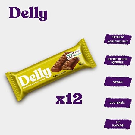 DELLY Çikolata Kaplı - Bademli & Muzlu Bar 35g X 12 Adet