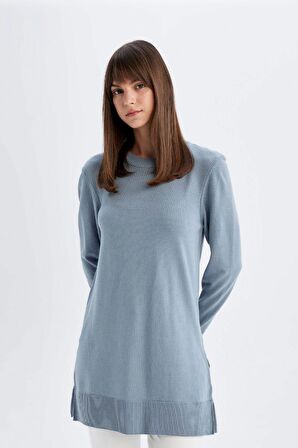 DeFacto Regular Fit Bisiklet Yaka Basic Kazak Tunik H3431AZ24AUBE690