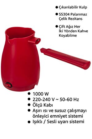 Awox Caffeen Türk Kahvesi Makinesi Elektrikli Cezve Kırmızı