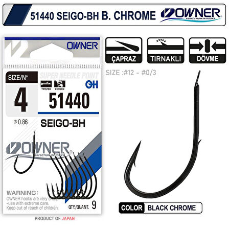 Owner 51440 Seigo-Bh Black Chrome İğne