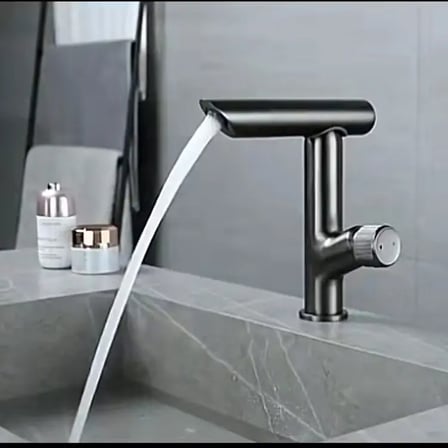 Antrasit Modern 360 Döner Banyo Lavabo Bataryası Gun Metal (Pirinç) 