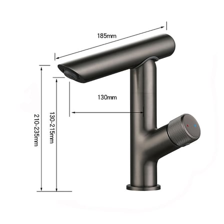 Antrasit Modern 360 Döner Banyo Lavabo Bataryası Gun Metal (Pirinç) 