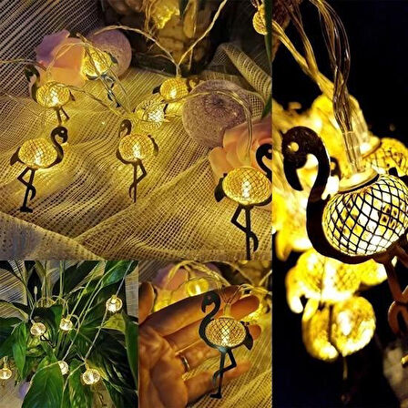 PratikAI 10 lu Dekoratif Metal Flamingo Şerit Led Aydınlatma | Eğlenceli & Şık