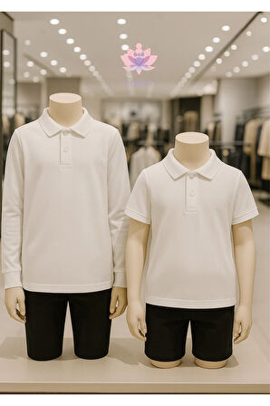 %100 Pamuk Uzun Kol & Kısa Kol 2 Adet Polo Yaka Tişört LL.DC.IN1.002