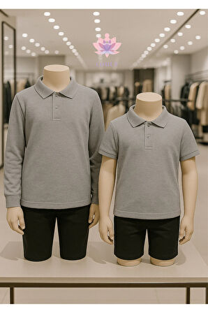 %100 Pamuk Uzun Kol & Kısa Kol 2 Adet Polo Yaka Tişört LL.DC.IN1.002