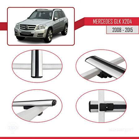 Mercedes GLK Class (X204) 2008-2015 Arası ile Uyumlu BASIC Model Ara Atkı Tavan Barı Gri 2 Adet
