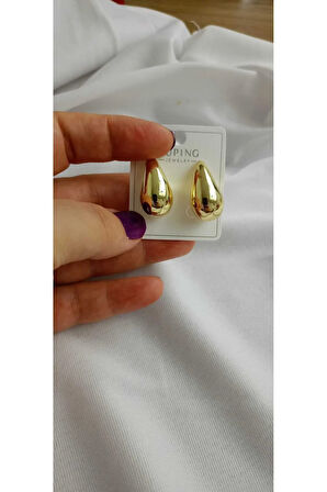 Xupıng Kararma Yapmaz Damla Küpe Orta Boy