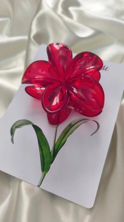 Pamuğum Atelier Kına Hediyelik Kırmızı Çiçek Toka 8 cm (15 Adet)