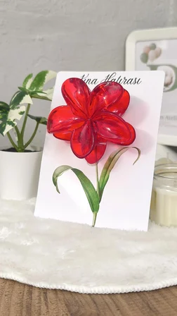 Pamuğum Atelier Kına Hediyelik Kırmızı Çiçek Toka 8 cm (15 Adet)