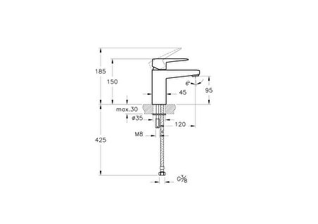 Artema Root Square A4273234ENR Blueco Lavabo Bataryası, Fırçalı Nikel