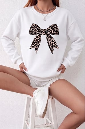 Unisex Baskılı Bisiklet Yaka Sweatshirt