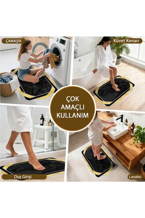 Banyo Paspası, Yumuşak Banyo Halısı, Kaymaz Dot Tabanlı, Yıkanabilir - 60x100
