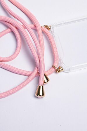 Huawei Y7 2018 Şeffaf Köşe Korumalı Kılıf Boyuna Asmalı Askılı İp