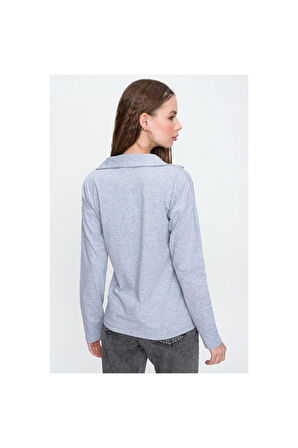 Kadın Antrasit Polo Yaka Bluz 2749160