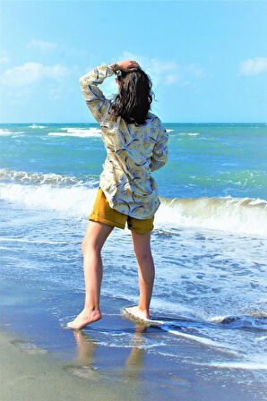 Kadın Siyah Beli Lastikli Keten Cepli Kısa Rahat Şort 289160