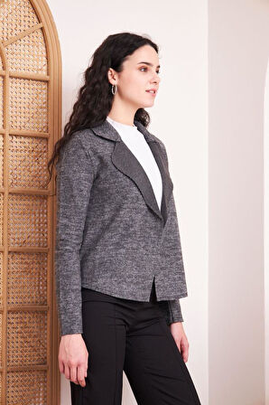 Kadın Yumoş Kendinden Dokulu Uzun Kollu Triko Hırka Ceket 7002975230