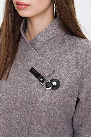 Kadın Yumoş Ceket Broş Kemer Tokalı Lazer Kesim Uzun Kollu 2976275