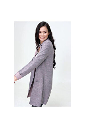 Kadın Dokulu Yumoş Kumaş Uzun Cepli Ceket Hırka 3010270
