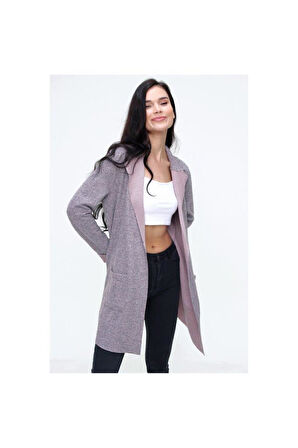Kadın Dokulu Yumoş Kumaş Uzun Cepli Ceket Hırka 3010270