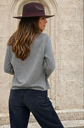 Kadın Yumoş Ceket Broş Kemer Tokalı Lazer Kesim Uzun Kollu 2976275