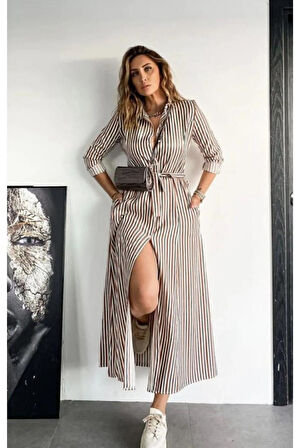 Kadın Cepli Uzun Kollu Günlük Gömlek Elbise  3259330