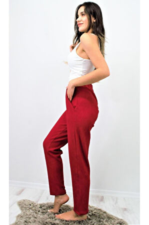 Kadın Siyah Yumuşak Dokulu Yüksel Bel Beli Lastikli Esnek Rahat Pantolon Yb3273210