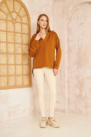 Kadın  Scuba Kapüşonlu Arkası Uzun Salaş Rahat Kalıp Sweatshirt 3506230