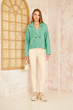 Kadın Bordo Rahat Kalıp Kendinden Dokulu Fitilli Kaşe Kumaş Ceket 3529250