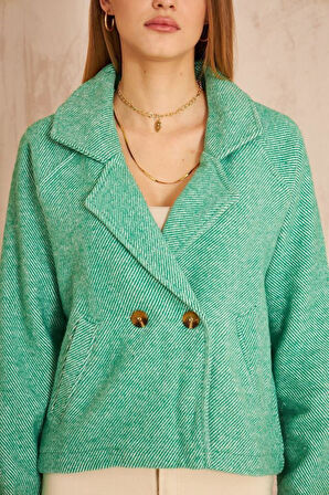 Kadın Bordo Rahat Kalıp Kendinden Dokulu Fitilli Kaşe Kumaş Ceket 3529250