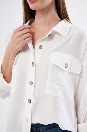 Pasaklı Giyim Kadın Oversize Arkası Uzun Pileli Uzun Kollu Haki Uzun Keten Gömlek Tunik 3524260