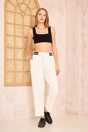 Kadın Beli Lastik Şeritli Bağcıklı Cepli Bilekboy Rahat Kalıp Pantolon / Eşofman Altı 3523210