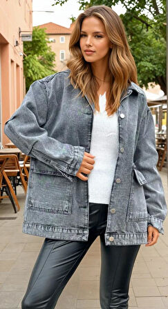 Kadın Oversize Kot Ceket 