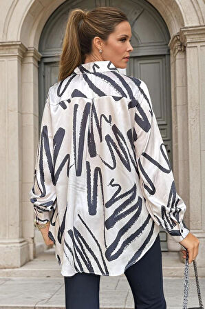 Kadın Balon Kol Dökümlü Uzun Tunik Gömlek 3344300