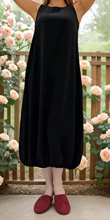 Kadın Eteği Lastikli Kolsuz Airobin Giy-Çık Günlük Rahat Yazlık Elbise 3657286