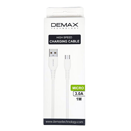 Demax D2 Micro 1 Metre 3.0A Şarj Kablosu