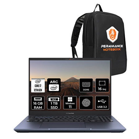 ASUS Expertbook B5 i7 1260P 16GB DDR5 1TB SSD Arc A350M/4GB 16" 4K OLED W11P Dizüstü Bilgisayar