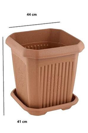 1 adet 44 Litre Plastik Kare Büyük Boy Bahçe Balkon Salon Çiçek Yada Ağaç Saksı 44*44*41 cm Tabaklı