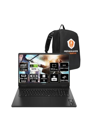OMEN 17 Ryzen AI 9 365 64GB 512GB SSD RTX5070/8GB 17.3'' QHD 240Hz W11P Gaming Laptop & ÇANTA