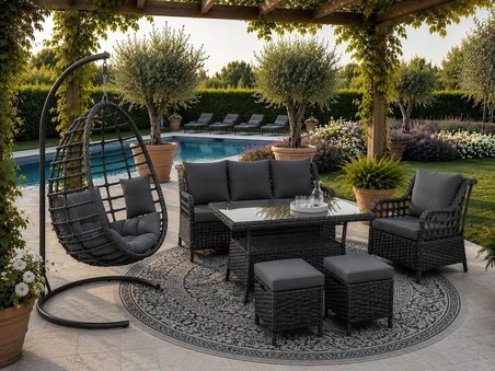 LİV CONCEPT OSCAR Bahçe ve Balkon Takımı 3+1+1 Tek Kişilik Salıncaklı