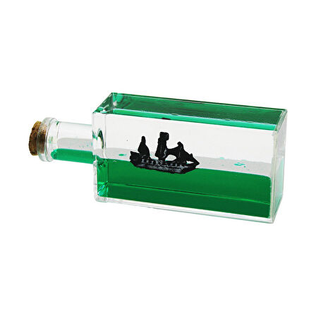 YEŞİL SU  DİKDÖRTGEN MİKA - ŞİŞE  YÜZEN BATMAYAN GEMİ DEKORATİF BİBLO AKVARYUM 6.5X16.5X4.3CM  GO5060Gok120597