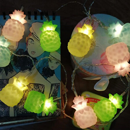 Karışık Renk Dekoratif Ananas Dolama 10’lu Şerit Led Işık Zinciri  GO50608396890